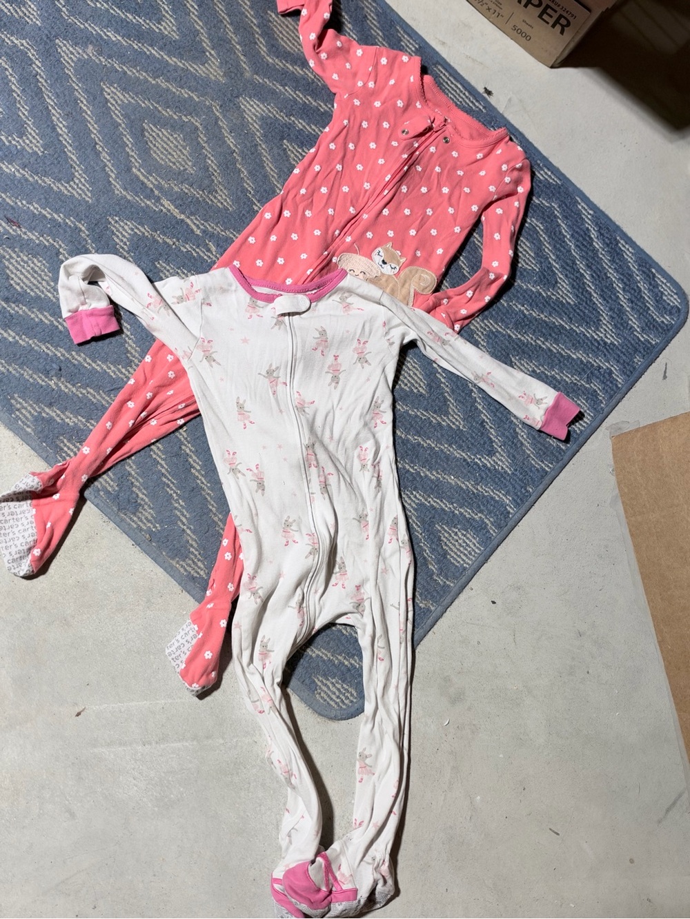 Carter's White and Pink Floral Footed One-Piece Pajama Set